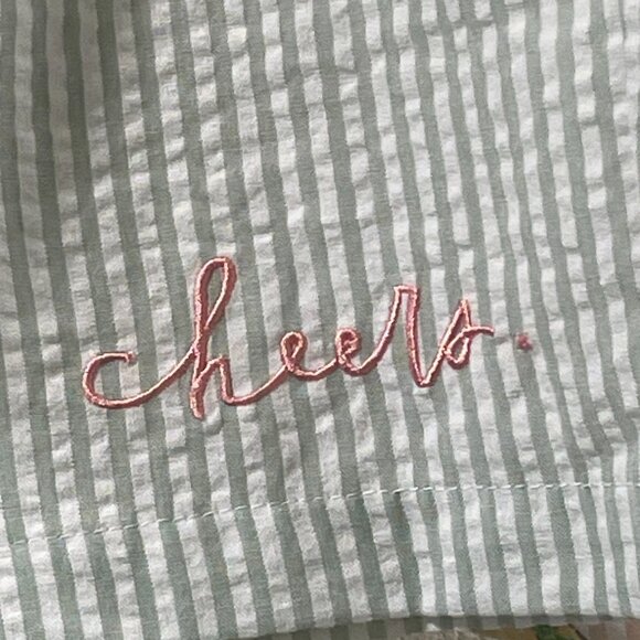 RAE DUNN (NWT) "Cheers" Set of 2 Woven Boxer Sleep Shorts, Pink/Sage - XL - Picture 6 of 12
